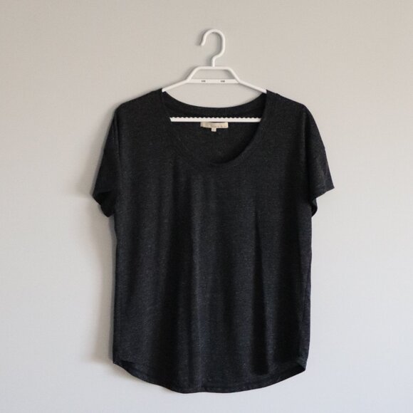 Monk & Lou Womens Sz Lrg Scoop Neck Stretch Pullover Short Sleeve T-Shirt - Picture 1 of 11